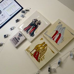 Lot of 4* Red bottom canvas art